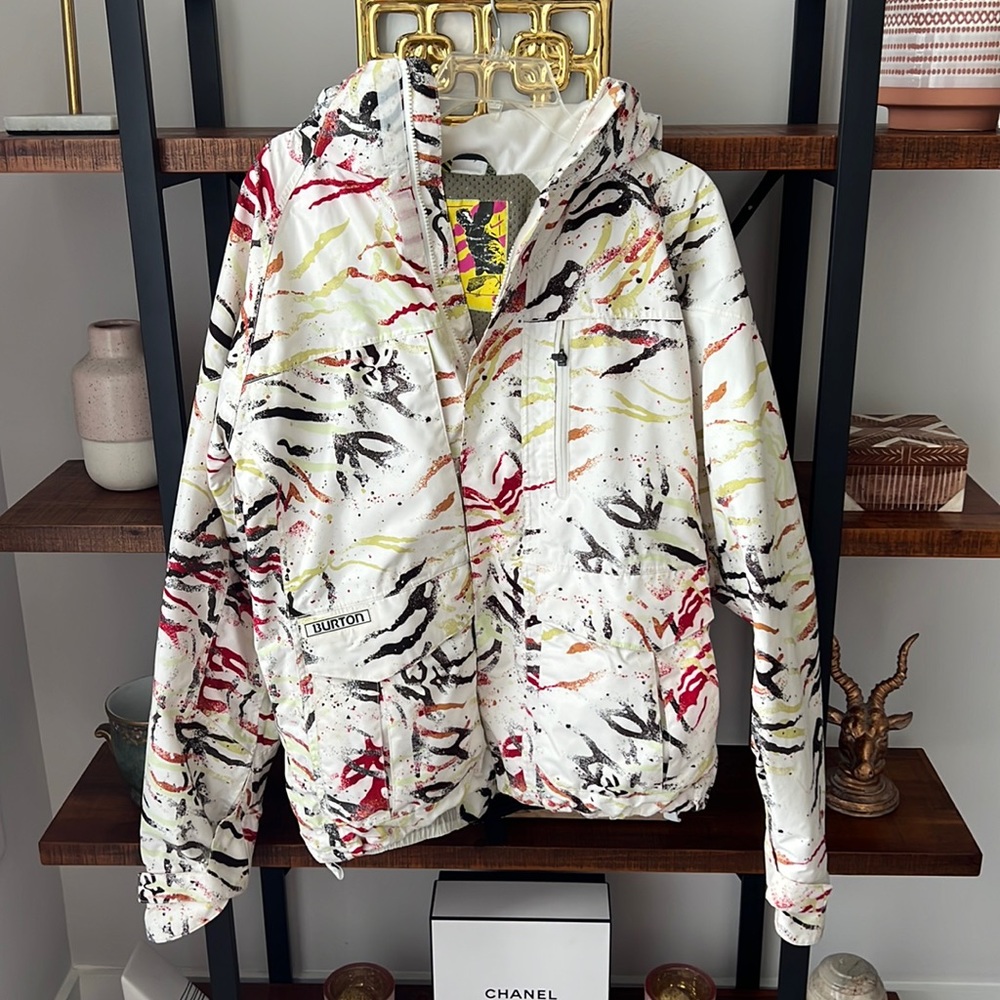 Burton snowboarding / ski zip front jacket abstract print men’s size small